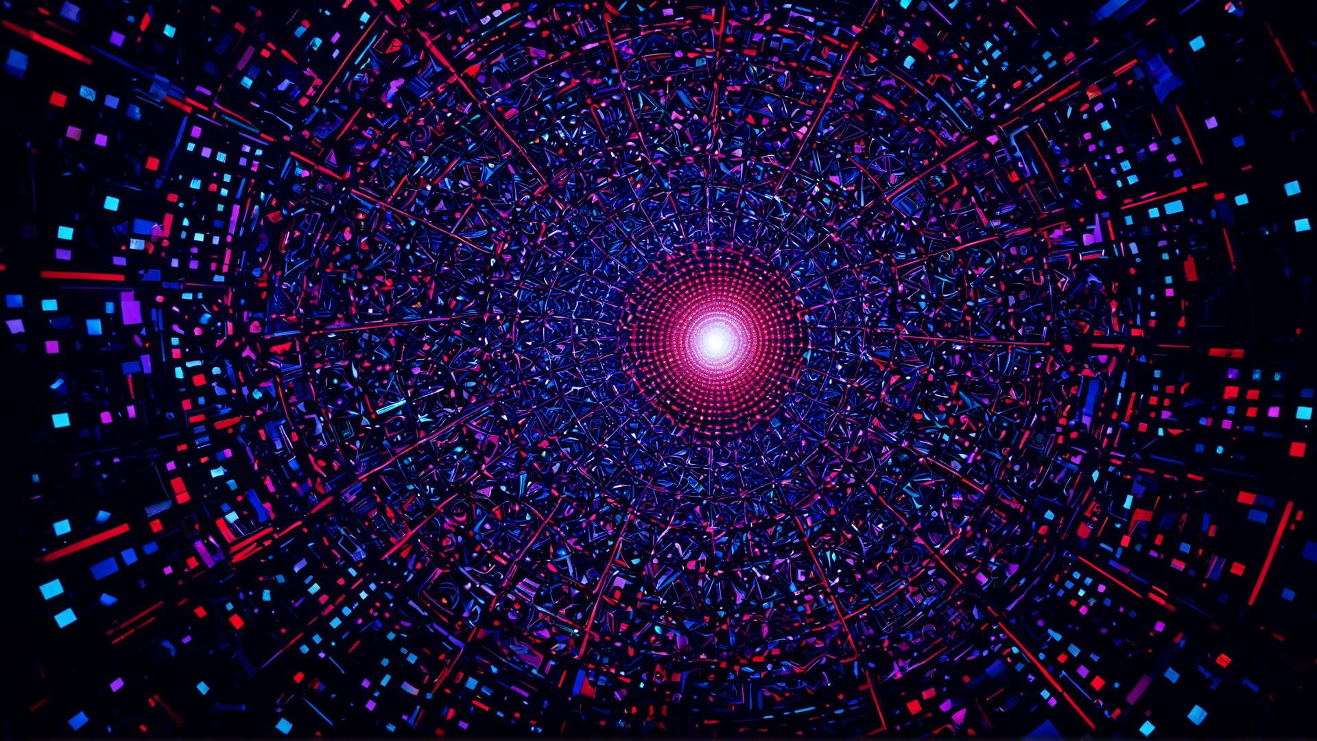 A kaleidoscope of neon shapes, reflecting and multiplying in infinite directions. The shapes are geometricâtriangles, hexagons, and squaresâand glow with vibrant reds, blues, and purples. The reflections create a maze of light and shadow., Photorealistic, Hyperrealistic, Hyperdetailed, analog style, soft lighting, subsurface scattering, realistic, heavy shadow, masterpiece, best quality, ultra realistic, 8k, golden ratio, Intricate, High Detail, film photography, soft focus