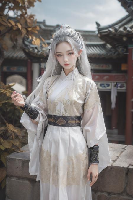 white robe,chinese clothes,(Bracers:1.2),white robe,chinese clothes