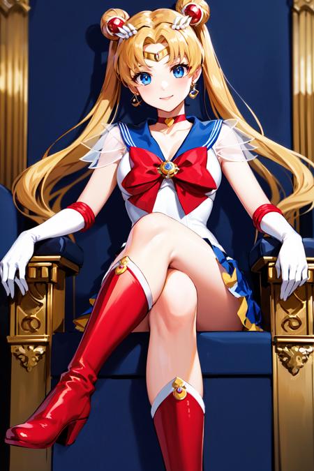 aausagi, double bun, twintails, parted bangs, circlet, jewelry, earrings, choker, red bow, white gloves, elbow gloves, blue skirt aausagi, double bun, twintails, parted bangs, hair ornament, circlet, jewelry, earrings, choker, see-through, red bow, white gloves, elbow gloves, multicolored skirt aausagi, double bun, twintails, parted bangs, hair ornament, crescent facial mark, jewelry, earrings, choker, puffy short sleeves, pink sleeves, heart brooch, white gloves, elbow gloves, layered skirt