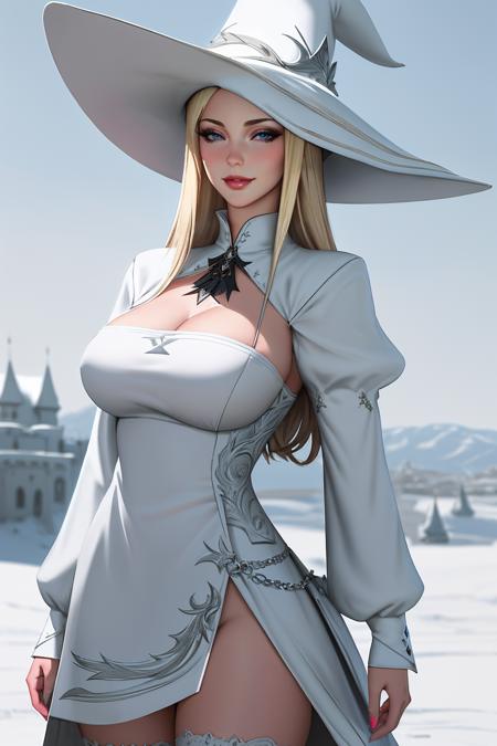 ((Masterpiece, best quality,edgQuality)),smug,smirk,blonde hair,bimbo,glossy,
edgWHM, white mage robe, a woman in a white dress posing in front of a medieval castle, wearing edgWHM, white mage hat
<lora:edgWhiteMage_MINI:1>