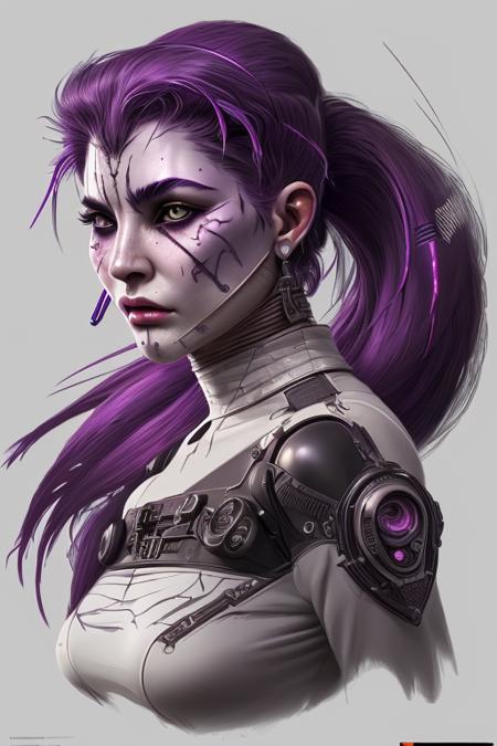 mdjrny-v4 style highly detailed infographic of retrofuturism girl, (scar face:1.5),  vintage, intricate detail, digital art, digital painting, concept art, award winning, max detail