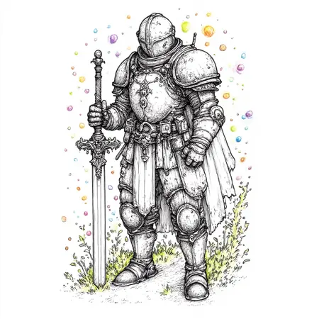 Whimsical Mechanica Line Drawing