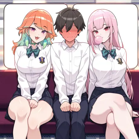 Ara Ara on a Train I Meme Pose Concept I IllustriousXL and NoobAI