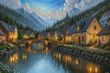 village style housing, 
stunning 21th century european village scenery, 
detailed and intricate environment, 
oil painting, 
palette knife soft brushstrokes, 
heavy strokes, 
dripping paint, 
art station on trend, 
sharp focus, 
intricate details, 
highly detailed, 
oil painting, 
heavy strokes, 
paint dripping