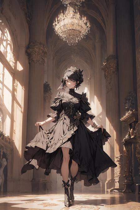 absurdres, highres, ultra detailed, (1girl:1.3),
BREAK
, Design a lavish Baroque scene, with ornate details, dramatic contrasts of light and shadow, and a sense of theatricality and grandeur.