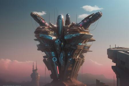 a futuristic sci-fi city of androids beautiful anime landscape, noon, woman, very intricate, very detailed, sharp, bright, colorful,
