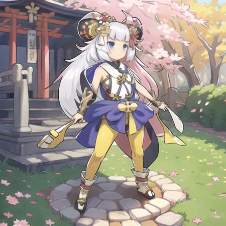 mitsuh1de, mid shot, full body, japanese pagoda, japanese torii, long hair, <lora:mitsu8:1.0>  <lora:dragalia style:1.0>, Realistic painting style, masterpiece, best quality, absurdres, pixiv,