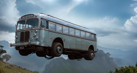 flying silver bus<lora:Retro-Futurism_v2:0.7>, (photorealistic:1.3), best quality, ultra high res, intricate details