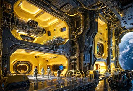 (future civilization, future street, future buildings, future vehicle:1.6), (yellow glowing:1.5),
(lots modern design housing on the spacecraft, masterpiece:1.5), 
(large file, super realistic, 4k, 8K, 16k, FHD, HD, VFX , perfect, photograpy, construction sales photograpy, Interior design, super high resolution, cinematic photography:1.2),   
(extra long shot, wide-angle lens, POV, DOF:1.1), 
(creeping fogs, dust shining in the light:1.4),
(amazing, mystery, Spectacular, Luxurious, elegance, perfect design, harmonious color:1.1),
fashion design, Modern, Modernism, mystery, Spectacular, Luxurious, elegance, perfect design,
(industrial|mechanical|gritty|metallic|sci-fi|future|Organicism_style),
[Metal|Leather|Flash|Neon|Glass|Screen|carpaint_Detailed Texture: 0.7]
[[urban landscape:**|nature landscape:**:|changeable cloud:**]:0.75],
[skyscraper:**|building:**|viaduct:**|future city:**|MRT:**|park:**|neon sign:**_urban landscape::0.85],
(blurred background:1.4),
[(background, more_details:0.3), (more_details:0.6), (more_details:0.8),
(more_details:1.2):0.65],
ng_deepnegative_v1_75t, JuggernautNegative, epiCNegative, OverallDetail, extremely detailed, vertical, void, great lighting, shadowrun_character, shadowrun_dungeon, shadowrun_surface, shadowrun_dungeon_party, shadowrun_party, cyberpunk, netrunner, enforcer, shaman, oni, courier, neo-aztec, high-tech lowlife, masculine, feminine