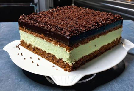 Incredibly Detailed Accurate Picture Of A Ploice Box Cake, Sitting on A Table