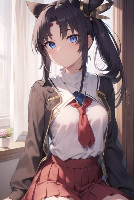 ushiwakamaru, <lyco:ushiwakamaru-lyco-nochekaiser:1>, 
ushiwakamaru, black hair, blue eyes, long hair, side ponytail, sidelocks, parted bangs, (small breast:1.2), hair bun, single bun, side bun,
BREAK school uniform, serafuku, skirt, pleated skirt,
BREAK looking at viewer,
BREAK indoors, classroom,
BREAK <lyco:GoodHands-beta2:1>, (masterpiece:1.2), best quality, high resolution, unity 8k wallpaper, (illustration:0.8), (beautiful detailed eyes:1.6), extremely detailed face, perfect lighting, extremely detailed CG, (perfect hands, perfect anatomy),