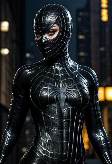 score_9, score_8_up, score_7_up, best quality, realistic, masterpiece, beautiful detail, hyperrealistic, woman ((1girl, woman body, big breasts)), amazing detailed full body portrait of a beautiful japanese girl, wearing a realistic and highly detailed black raimi spider-man suit, ((huge muscular girl)), wears black spiderman mask, professional model wears ultra - detailed black raimi spider - man suit, ultra - detailed and grained black raimi spiderman suit, suit covered entire body and hand, black spiderman gloves, wet, (beautiful pose), (full body), (dirty skin), close up, octane render, highly detailed, volumetric, dramatic lighting, (highest quality:1.1), (HDR:1.3), (top quality, best quality), realistic, high definition,