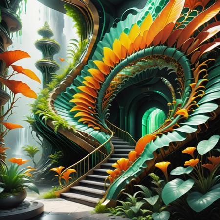 ((best quality)), ((masterpiece)), ((realistic,digital art)), (hyper detailed),DonMG414XL, biomorphic, Biomimetic, botanical, bio, organic,  Waterfalls Staircase,Flowstone,Dripping Water,Railing, octane rendering, raytracing, volumetric lighting, Backlit,Rim Lighting, 8K, HDR,   <lora:DonMG414XL-000016:1>, ((best quality)), ((masterpiece)), ((realistic,digital art)), (hyper detailed),  DeepFlight Super Falcon,  Convex Mirrors,  Bug Deflector,  Ceramic, Pristine,  Woven Texture,, octane rendering, raytracing, volumetric lighting, Backlit,Rim Lighting, 8K, HDR,  <lora:add-detail-xl:.8>