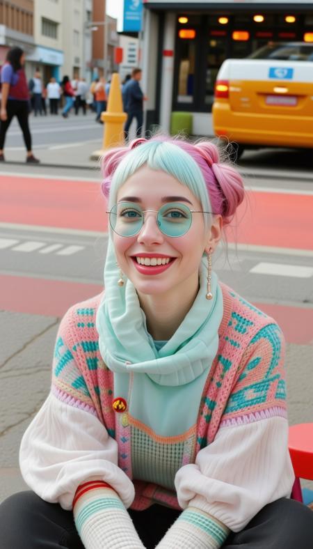 beautiful, strange, colorful, woman, city, happy, wonderful