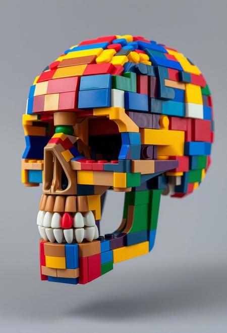 skull made of multicolored Lego bricks, high quality, 4K, hyper realistic