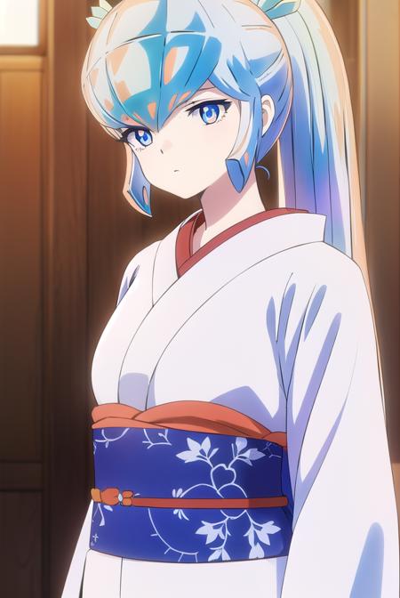 uruseiyatsuraoyuki, <lora:urusei yatsura oyuki s1-lora-nochekaiser:1>,
oyuki, long hair, blue eyes, blue hair, ponytail,
BREAK japanese clothes, kimono, sash, white kimono, obi,
BREAK indoors, classroom,
BREAK looking at viewer, (cowboy shot:1.5),
BREAK <lyco:GoodHands-beta2:1>, (masterpiece:1.2), best quality, high resolution, unity 8k wallpaper, (illustration:0.8), (beautiful detailed eyes:1.6), extremely detailed face, perfect lighting, extremely detailed CG, (perfect hands, perfect anatomy),