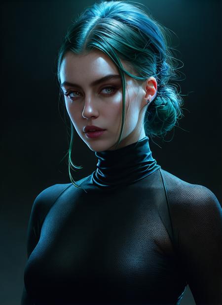 A stunning intricate full color portrait of (sks woman:1), wearing a black turtleneck, epic character composition, by ilya kuvshinov, alessio albi, nina masic, sharp focus, natural lighting, subsurface scattering, f2, 35mm, film grain, <lora:locon_cbg_v1_from_v1_64_32:1>