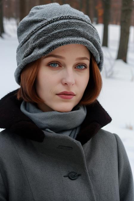 woman, winter portrait, winter hat, cinematic, highly detailed, short hair,
<lora:DanaScullySD_v2:0.8> agentscully