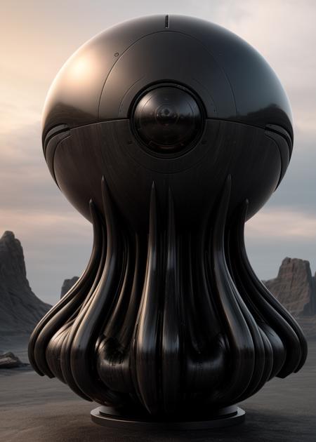 futuristic alien tech sphere, embedded into a monolithic obelisk, informational display,  <lora:sfear:1>, sfear, 3d render, high quality, uhd, photorealistic