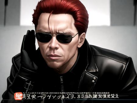 absurdres, highres, realistic, ultra detailed, listening, closed eyes, 1boy, The Terminator, t-800, Arnold Schwarzenegger, muscular, manly, sunglasses,  black jacket, parody,  microphone, perfect hands,
<lora:envybetterhandsLocon_beta2:1>  <lora:press_conference_listening_v012:1>