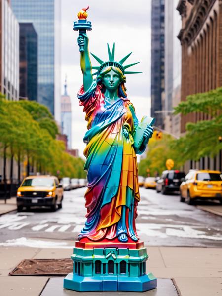 ais-colorfulplastic statue of liberty in New York City<lora:Colorful_Plastic_SDXL:1>