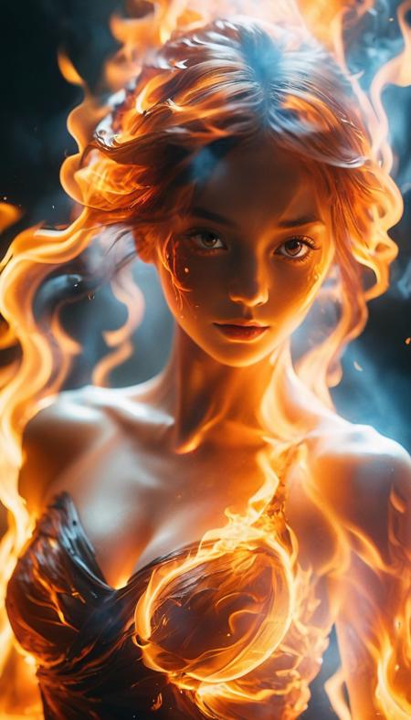 (fire element:1.1),composed of fire elements,(1girl:1.2),<lora:xl-shanbailing-1003fire-000010:0.7>,burning,transparency,fire,(molten rock),flame skin,flame print,fiery hair,smoke,cloud,cleavage,big breasts,a girl wrapped in flames soaring flames radiating sparks,the burning hand,translucent luminous body,