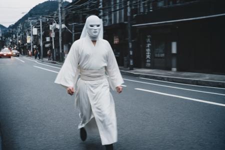 ghost, portrait photo of man , face, slim body, high quality, film grain,motion,samurai,japanese mountain,1000, polaroid, grainy,Montreal,fight on background,A cinematic shot,motion,motion blur,(rush, motion blur),ghostly,ghost,fight,trump ghost,japan city,Tokyo,metropolis,no face,by Laura Makabresku,by Nirav Patel,