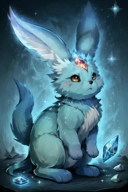 masterpiece,best quality,no_humans,carbuncle \(final fantasy\),furry,(gem),magical,spell,casting spell,<lora:Carbuncle_NF_V1:1>,