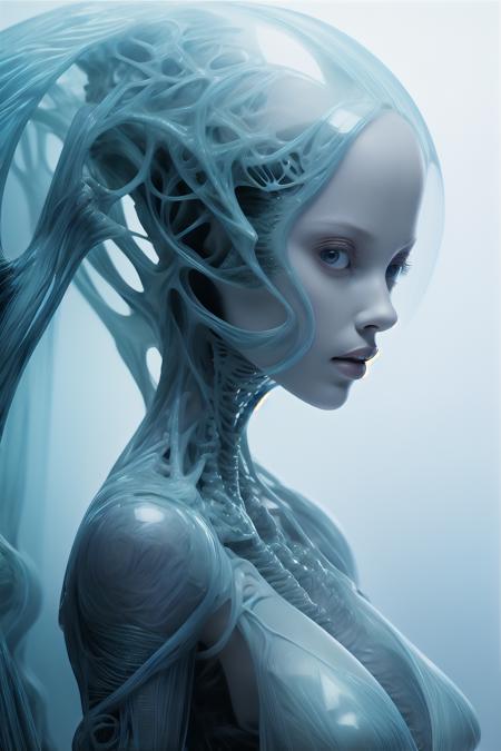 best quality,master piece,intricate details,nsfw,1girl,solo,(full body:1.4),(light smile),legs,simple background,brightly,lips,alien android,simple background,alien,brain in (transparent:1.2) skull,(organic helmet),a beautiful futuristic woman with a futuristic head,in the style of dark white and light aquamarine,translucent skin,undefined anatomy,eccentric detail placements,alien worlds,intricately sculpted,techpunk,spine,exo-skeleton,colored skin,upper body,closed mouth,breasts,depth of field,ultra hd,matte photo,bold yet graceful,intricate embellishments,8k resolution,<lora:alienskin:0.8>,<lora:cutegirl25d:0.3>,<lora:cumbersome-block:0.4>,