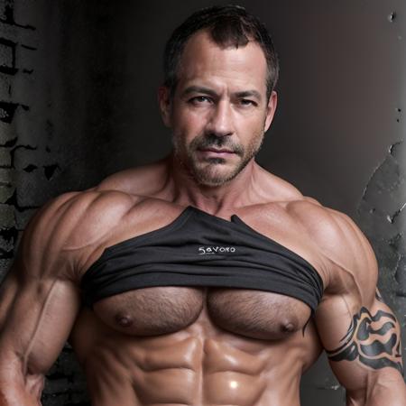 1boy 50 year old look, muscled, realistic, Malvino Salvador, face , abs