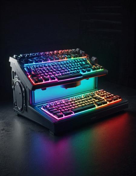 rgb keyboard, studio lighting, product shot, high quality  <lora:RGB_Keyboard_themed:1>