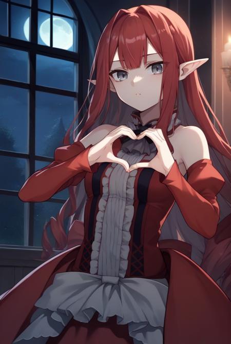 baobhandefault, grey eyes, red hair, long hair, sidelocks, pointy ears, headpiece, red dress, detached sleeves, detached collar, center frills, frills, bare shoulders, ribbon baobhanasc2, grey eyes, red hair, long hair, sidelocks, pointy ears, headpiece, cross-laced clothes, latex, black panties, detached sleeves, spiked bracelet, bracelet, highleg panties, black panties, thigh strap, black nails, navel, bare shoulders, earrings baobhanasc3, grey eyes, sidelocks, long hair, pointy ears, red hair, white dress, short dress, backless dress, center opening, clothing cutout, cloth gag, choker, no bra, puffy short sleeves, sideless outfit, revealing clothes, cross-laced clothes, detached sleeves, detached collar, long sleeves, white gloves, white panties, facial mark, bare shoulders BaobhanSwimsuit, grey eyes, red hair, long hair, sidelocks, twintails, low twintails, pointy ears, red dress, swimsuit, fur trim, open jacket, animal hood, antlers, animal hands, frilled skirt, detached collar, bare shoulders, navel
