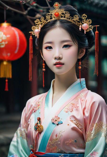 Embody the essence of celestial fantasy with an enchanting vision of a petite yet charming Chinese girl. the girl is supposed to be the most beautiful girl ever created. Consider details such as soft hair, sheer short-hanfu and shimmer. Include subtle details of ghostly iridescence. emphasize small fancy details and ornate jewelry. Camera: Use interesting and dynamic composition.  epiCPhoto, <lora:pytorch_lora_weights:0.5>, <lora:breastsizeslideroffset:0.05>, <lora:nagachichiD:0.5>, <lora:FilmVelvia3:0.3>, <lora:more_details:0.6>