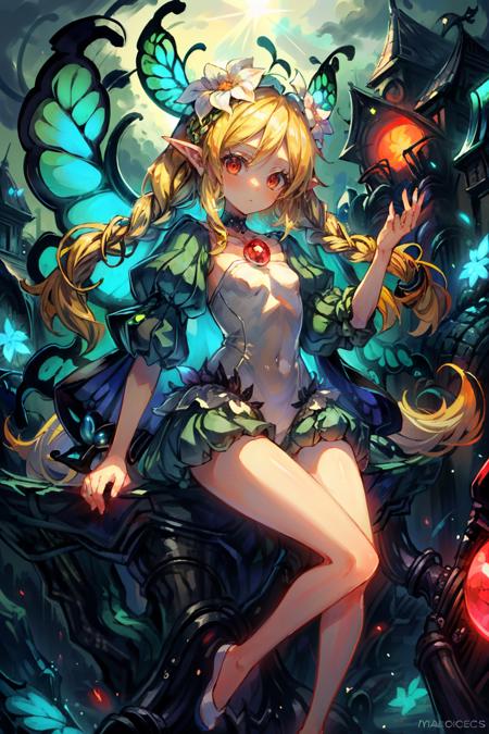 (masterpiece, best quality)
OdinSphereMercedes, 1girl, solo, long hair, blonde hair, hair ornament, (red eyes:1.45), twin braids, butterfly wings, in the pose of a fantasy d & d, epic fantasy, hyper detailed, by android jones <lora:epi_noiseoffset2:1>  <lora:add_detail:0.7>  <lora:OdinSphereMercedes:0.9>