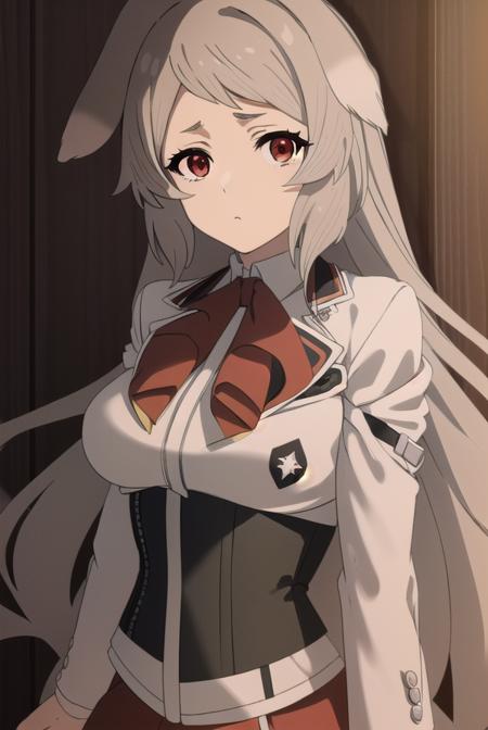 pursenaadoldia, <lyco:pursenaadoldias2-lyco-nochekaiser:1>,
pursena adoldia, long hair, (red eyes:1.5), animal ears, very long hair, grey hair,
BREAK skirt, long sleeves, pantyhose, frills, shoes, red skirt,  loafers, white pantyhose, blazer, (white blazer:1.5), corset, (black corset:1.5),
BREAK indoors, classroom,
BREAK looking at viewer, (cowboy shot:1.5),
BREAK <lyco:GoodHands-beta2:1>, (masterpiece:1.2), best quality, high resolution, unity 8k wallpaper, (illustration:0.8), (beautiful detailed eyes:1.6), extremely detailed face, perfect lighting, extremely detailed CG, (perfect hands, perfect anatomy),