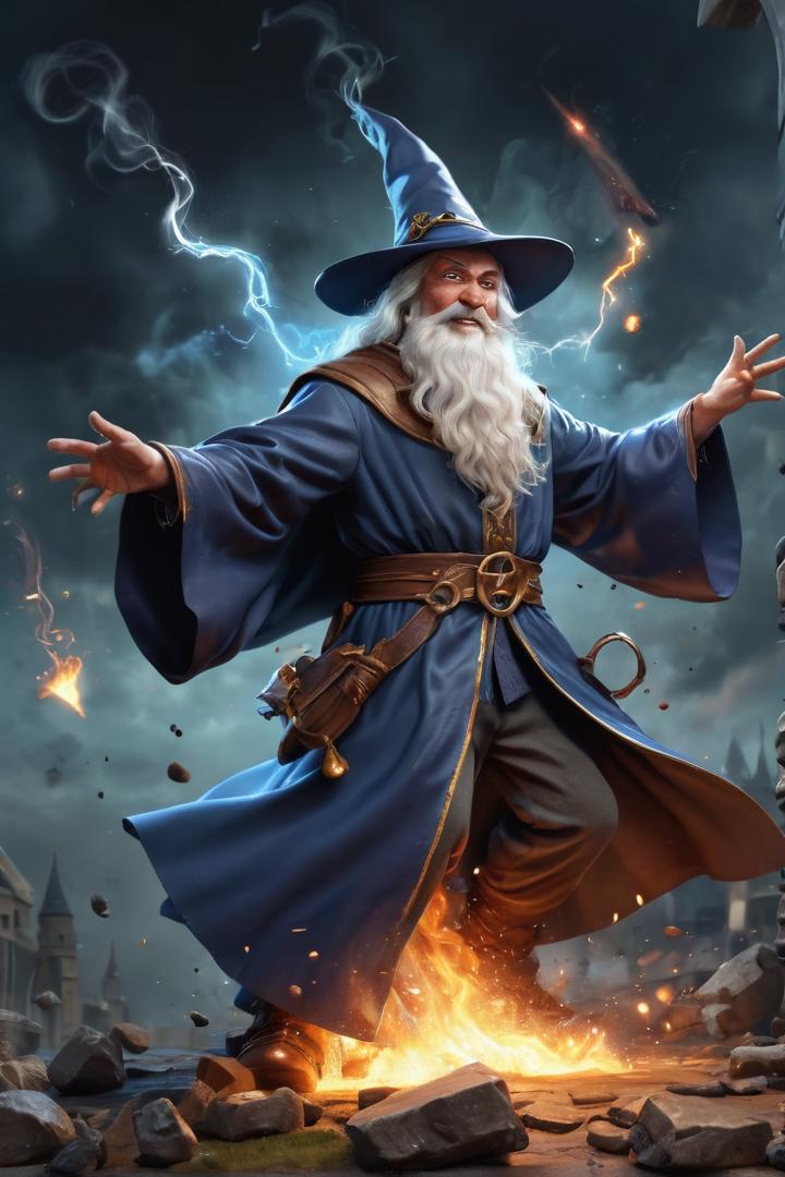 A wizard battle, with spells flying and magical energy crackling. absurd caricature, sexy,