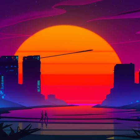 (neonskiesai)++, sunset at the beach