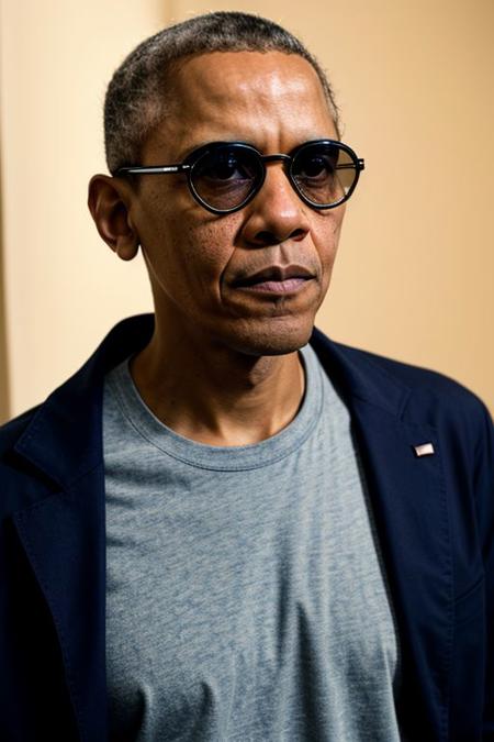 RAW photo, Barack Obama, 8k uhd, dslr, high quality, cinematic lighting, photorealistic, realistic, sport clothes (SpongeBob) , heart shaped sunglasses, rose tattoo on the neck, dimly lit <lora:epi_noiseoffset2:0.9>, low key, serious expression, intricate details,