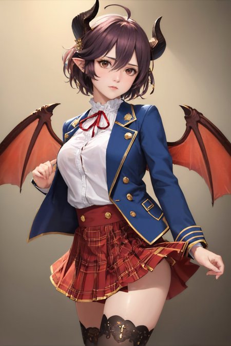 greadef, ahoge, white shirt, red skirt, plaid skirt, black thighhighs, wings, dragon tail greadef, ahoge, blue jacket, white shirt, red skirt, plaid skirt, black thighhighs, wings, dragon tail greasummer, ahoge, blue bikini, bikini skirt, bandaged arm, wings, dragon tail grealight, ahoge, white dress, elbow gloves, wings, dragon tail, bare shoulders