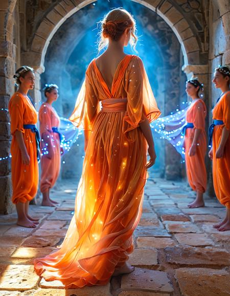 ethereal fantasy concept art of  . Stable_Yogis_PDXL_Positives, masterpiece, best quality, amazing quality, very aesthetic, absurdres, highres, high detail, from side, Colored gels on strobes for creative lighting effects (Colored Gels)., soft light particles, sfw, 
Tengu, pain, wearing biege, orange, white oversized upper body clothing,  robotic polymer, cross, cork flooring, three-quarter sleeves, floor-length, high waist, stitching details,,bleached wash,,sash,,tie-dye,back pockets,,open back, constricting lower body clothing, solar-powered mesh, rugged,  relaxed fit, natural waist, utility loops,,two-piece set, tie closure, Lurking in the shadows with a devilish, secretive grin., in Compose a wide-angle shot of Lindos' vibrant annual festival, with traditional costumes, lively dances, and the joyous atmosphere of community celebration., 
, , , <lora:Mystic_Lumina_r1-000007:0.8>,<lora:hand 5.5:1>,<lora:Dynamic Poses:1> . magnificent, celestial, ethereal, painterly, epic, majestic, magical, fantasy art, cover art, dreamy