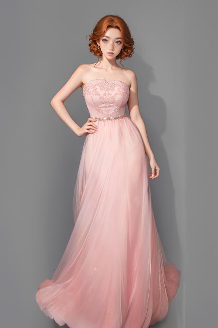 p1nkt1ps, long pink dress, strapless,