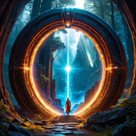 portal, gateway, wormhole, dimensional rift, (glowing edges:1.2), swirling energy, distorted space, shimmering, magical, arcane, intricate details, celestial, otherworldly, cosmic, oval portal, floating, standing, open, swirling, dynamic, fantasy forest, ancient ruins, alien landscape, ethereal glow, mystical realm, hidden world, otherworld, cosmic background, nebula, digital art, photorealistic, octane render, unreal engine, 8k, ray tracing, detailed, vibrant, cinematic, fantasy art, sci-fi art, masterpiece, best quality, 8k, high resolution, intricate details, fantasy, sci-fi, magic, energy, dimension, gateway, landscape, vibrant colors, hyperdetailed, realistic lighting, (Greg Rutkowski:0.6), (Artgerm:0.4), highly detailed, dramatic lighting, volumetric lighting, lens flare, god rays, vibrant colors, sharp focus, intricate details, otherworldly, fantastical