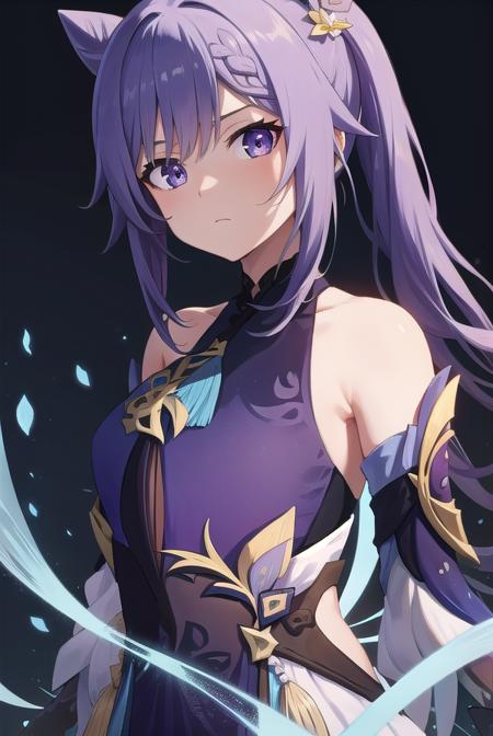 keqing, <lora:keqingtest:1>, keqing, braid, cone hair bun, hair bun, hair ornament, long hair, purple eyes, purple hair, twintails
BREAK bare shoulders, black pantyhose, detached sleeves, dress, gloves,,
BREAK looking at viewer,
BREAK city,
BREAK <lora:GoodHands-vanilla:1>, (masterpiece:1.2), best quality, high resolution, unity 8k wallpaper, (illustration:0.8), (beautiful detailed eyes:1.6), extremely detailed face, perfect lighting, extremely detailed CG, (perfect hands, perfect anatomy),