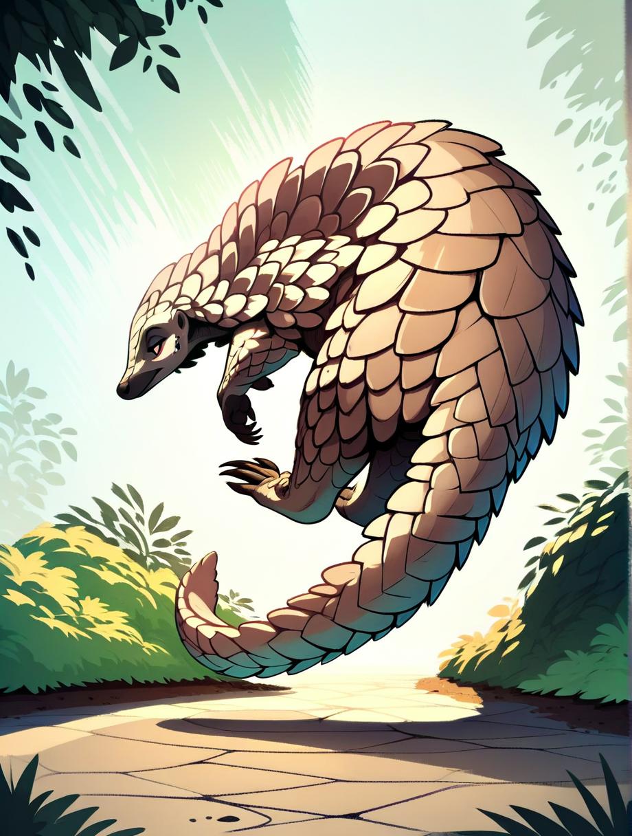 score_9_up, score_8_up, score_7_up, rating_explicit, solo focus, dynamic pose, full body, from side, 1girl, source_furry, anatomically correct, female, feral, <lora:Pangolin_Pony:1>, pangolin, tail
, outside, in a garden,