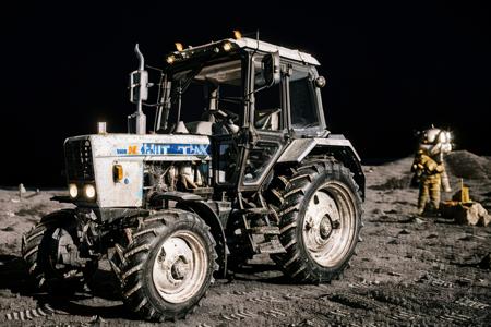 photo RAW,( night,a white tracktor parking on (moon:1.3), <lora:mtz82:0.75>,Realistic, realism, hd, 35mm photograph, 8k), masterpiece, award winning photography, natural light, perfect composition, high detail, hyper realistic, dusty atmospheric haze, high quality textures of materials, volumetric textures, coating textures, metal textures