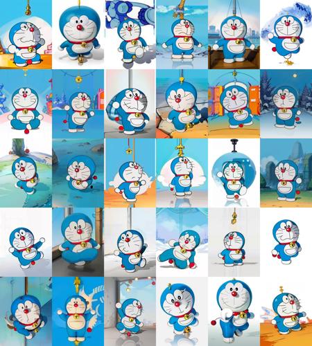 doraemon, solo,neck bell, jingle bell, -whiskers,no humans, full body,masterpiece, best quality, black eyes<lora:doraemon-5:1>