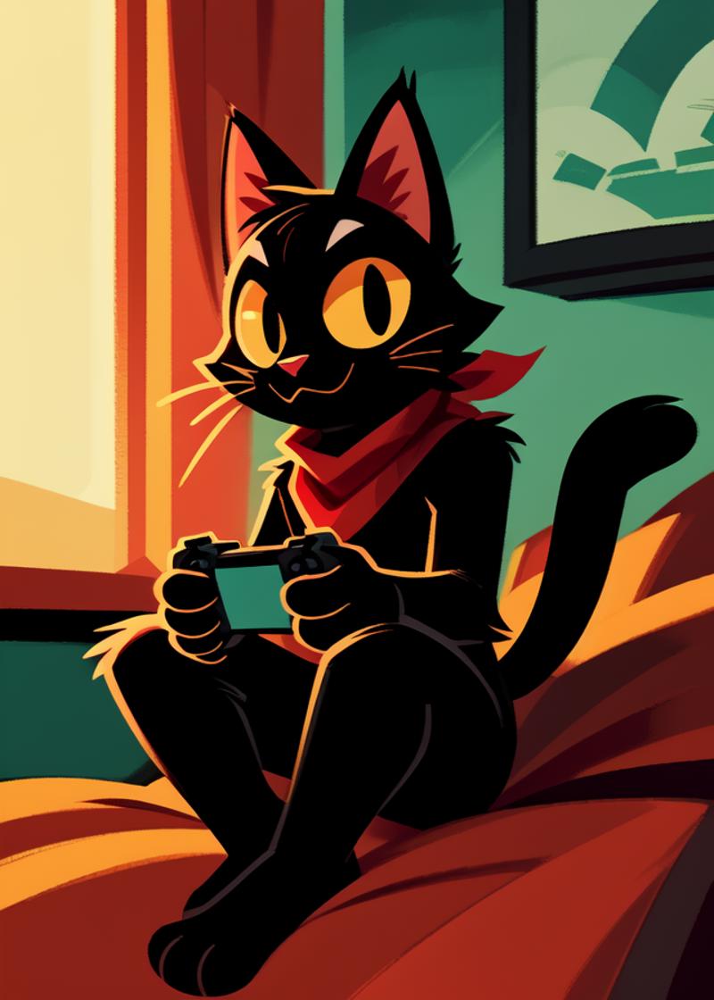 A Cute Cat Playing a Video Game with a Controller in Its Paws