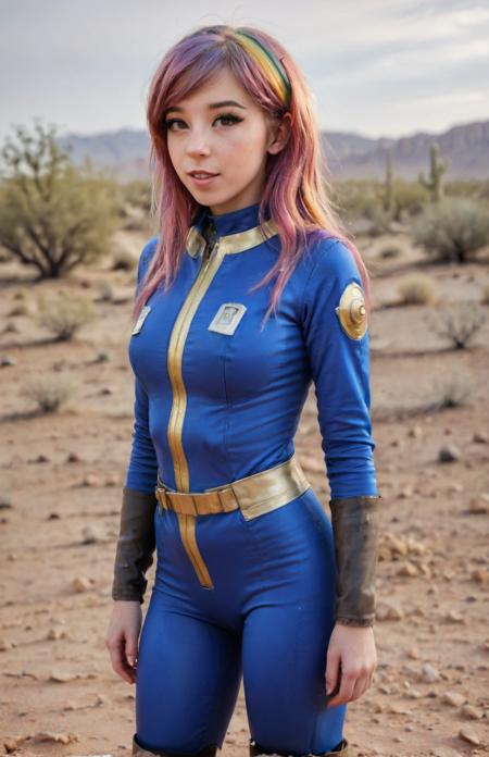 wearing a Vault Suit with Leather Armor and a PipBoy on her wrist and a PipBoy on his wrist