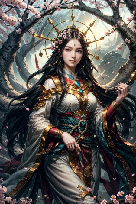 (masterpiece, best quality:1.3)
<lora:epi_noiseoffset2:1> <lora:add_detail:0.7>  <lora:SmiteAmaterasu:0.8>
SmiteAmaterasu, 1girl, long hair, Radiant Light, Sacred Trees, Blossoms, Tranquil Atmosphere