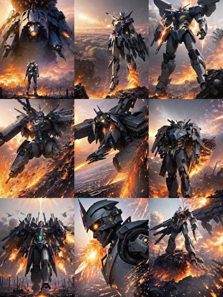 (masterpiece,high_quality:1.3),a (mecha:1.2) soldier battlesuit  with a rifle and mechanical wings ,post apocalyptic city,battle pose,(nixeu_exta,nixeu_basic2,nixeu_soft:0.8),realistic,photorealistic,from above,explosions around him, fire, explosion, cinematic <lora:KENSHI01_ClipFix:1>